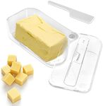 Airtight Butter Dish with Lid and Cutter Food Grade Butter Keeper Tray with Measurement Marks Portable Butter Holder Reusable Butter Storage Container for Refrigerator Countertop 6.69×3.42×2.27in