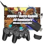 Wireless Retro Game Console, 128G Game Stick Built in 40,000 Games, 40+ Emulators, Dual Wireless Controllers, Plug & Play Video Game Consoles, 4K HDMI Nostalgia Stick Game for TV