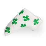 FINGER TEN Golf Putter Head Covers Blade Club Headcover PU Leather Protector Cover Black White Fits All Putters for Men Women All Brands (White Four Leaf Clover)