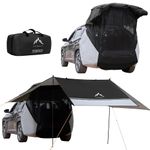 UNIHIMAL SUV Tent for Camping, Car Tent, Car Awning Tailgate Tent Windproof Hatchback for Car Camping Tent Roof Canopy and Poles Universal Waterproof 3000MM UPF 50+ (Black)