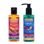 Cocomo Natural Kids Hair Care Combo: 12 in 1 Hair Oil + Minty Sea Shampoo - Paraben & Sulfate Free - Contains Coconut Oil, Olive Oil, Argan Oil, Tea T