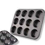 CRYSTAL CROWN Muffin Tray 12 Cup Muffin Pan, Non-Stick Muffin Cupcake Tin, Baking Mould for Muffins or Cupcakes, Bakeware 33 x 25 x 3 cm