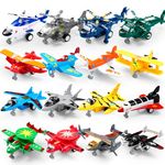 JOYIN 16 Pcs Pull Back Airplane Toys, Boys Plane Playset, Aircraft Including Helicopter Toys, Jet Toys, Fighter Jet Toys, Bomber Toys, Biplane Toy, Gifts for Toddler Kids 2-8 Years Old