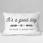 Burosev It's A Good Day to Have A Good Day Soft Throw Pillow Cover, Inspirational Quotes Decorative Pillowcase, Positive Farmhouse Decor Decorations for Home Bedroom Sofa Living Room (12 x 20 Inch)