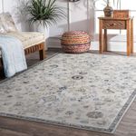 Taleta DAHLIA Washable Rugs Living Room Large Blue Rug Non Slip Vintage Rugs for Bedroom Soft Short Pile Rugs Oriental Area Rugs Kitchen Rugs for Living Room Dining Room (Light Blue, 120 x 170 cm)