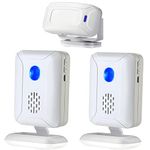 Wireless PIR Motion Sensor Detector Security Alarm Chime, Shop Store Office Home Front Door Entry Welcome Doorbell, Mailbox Alert, Garage Driveway Alarm, with Night Light (1 Sensor and 2 Receiver)