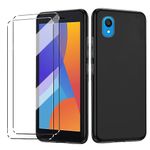 HuiYouMY [3 in 1] Case Compatible with Alcatel 1 2021 Cover with 2 Pack Tempered Glass Screen Protector for Alcatel 1 2021, Slim Fit Soft TPU Shockproof Anti-Scratch Phone Case Cover - Navy