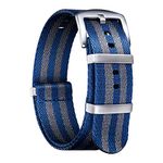 BINLUN Nylon Watch Straps Thick G10 Premium Ballistic Multicolor Replacement Watch Bands with Silver/Black Stainless Steel Buckle for Men Women 18mm 20mm 22mm 24mm（Blue& Grey，18mm）