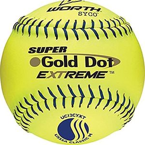 Worth 12" SYCO Gold Dot Extreme/Classic M USSSA Slowpitch Softball, Box of 12