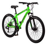 Mongoose Switchback Trail Hardtail Mountain Bike for Adult Men Women, Front Suspension, 21-Speed, 27.5-Inch Wheels, Mechanical Disc Brakes, Small Frame, Neon Green