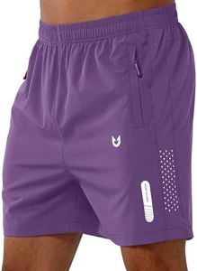 NORTHYARD Men's Athletic Running Shorts Quick Dry Workout Shorts 7"/ 5"/ 9" Lightweight Sports Gym Basketball Tennis Hiking Exercise PURPLE-5inch 4XL