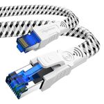 Digoloan Cat 8 Ethernet Cable 20m Flat Internet Cable 40Gbps 2000MHz High Speed Shielded Network Cable RJ45 Gigabit Gold Plated Patch Cord