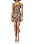 Elegant Moments Women's Print Halter Style Mini Dress, Leopard, One Size