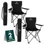Green Haven Folding Camping Chair with Cup Holder & Carry Bag – Lightweight Portable Outdoor Chair, Heavy Duty Steel Frame, Padded Headrest, Wide Seat for Camping, Festival, Garden, Fishing