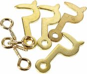 SISI UK Side Hook & Eye Screw Small 25mm Electro Brass Plated Self Tapping Fastener Clasp Hooks for Picture Frame Mirror Jewellery Box Fittings Pack of 4.