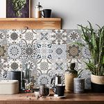 HORIWE Tile Stickers Vintage Grey Wall Decal Sticker Adhesive Tile Art DIY Kitchen Bathroom Backsplash Floor Home Decor PVC Waterproof Oil Proof New 4x4 Inches 24pc