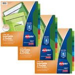 Avery Dividers for 3 Ring Binders, 8-Tab Binder Dividers, Two-Pocket Plastic Binder Dividers, Insertable Big Tabs, Multicolor, 3 Sets (71907)