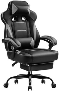 GTPLAYER Gaming Chair with Footrest, Big and Tall Game Chair 350lb Racing Style Computer Chair, Ergonomic Executive Office Chair High Back with Lumbar Support and Recliner, Light Gray