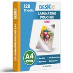 Deskit Laminating Pouches A4, Gloss, 120 Sheets, 150 Microns - Clear and Durable Presentations - Ideal Rigidity for Everyday Use