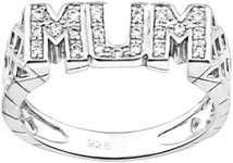 Old English Jewellers Sterling Silver MUM Ring size J K L M N O P Q R S T U V - Stone Set - 925 SILVER (O)
