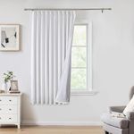 Pinch Pleated Blackout Curtain Panels with Full Blackout Liner Linen Texture Window Treatment Sets with Back Tab for Living Room Bedroom Thermal Insulated Drape with 12 Hooks, 60"x72"x1, White