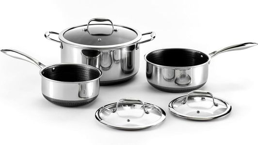 HexClad 6-Piece Hybrid Nonstick Pot Set – Stainless Steel Cookware