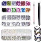 INOG Nail Art Kit For Girl Colorful Rhinestones Nail Design Tools Kit Multi Shapes Flatback Round Bead with Pickup Pen + Tweezer for DIY Manicure Craft Decoration Nail Art