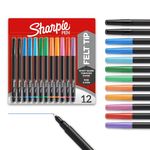 Sharpie Pens, Felt Tip, Fine Point (0.4 mm), Assorted Colours, 12 Count