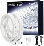 DAYBETTER White LED Strip Light, 100 ft Dimmable led Strip, 6500K 24V Light Strips, 1800 LEDs 2835 Tape Lights for Bedroom, Kitchen, Mirror, Home Decoration(2 Rolls of 50 ft)