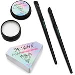 BRAWNA Eyebrow Mapping Kit - 1 Countour White Mapping Paste, 1 White Mapping String, 2 Angled Eyebrow Brush - Brow Mapping Supplies - PMU & Microblading Supply