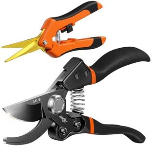 Decerk® 2 Pack Pruning Shears Set - 8.5" Bypass Hand Pruner & 6.5" Precision Snips with Sharp SK5 Steel Blades, Garden Clippers Scissors for Fresh Branch Plant Flower Bonsai