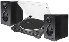 Audio-Technica AT-LP60X Fully Automatic Belt-Drive Stereo Turntable with Built-in Preamp and USB Output Vinyl Playback Bundle with 3-Inch Powered Studio Monitors Pair (Black) (3 Items)