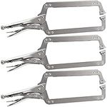 KEILEOHO 3 PCS 18 Inch C Clamp Welding Pliers with Swivel Pads, Heavy Duty Locking Pliers, Woodworking Clamps Set, Adjustable Nickel Plated C Pliers for Wood Working, Welding, Electrician Maintenance