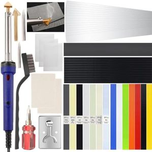 100W Plastic Welding Kit, 110V Plastic Welder Soldering Iron Kit with 121pcs Rods, Professional Surface Repair Tool for Car Bumper with 4 Welding Tips,Patch Net,Hot Iron Stand,Wire Brush,Metal Stand