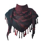 Explore Land Cotton Military Shemagh Tactical Desert Keffiyeh Scarf Wrap (Black and Red)