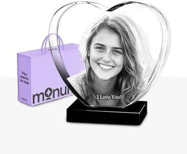 Monume Premium 3D Crystal Heart (Small) – Laser Engraved Personalized Crystal Photo Made from Clear-Cut Glass – Includes Light Base, 3D Greeting Card and Matching Keychain