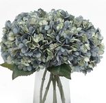 Kimura's Cabin Fake Flowers 6pcs Artificial Silk Hydrangea Flowers Bouquets Faux Hydrangea Stems for Home Wedding Party Table Core Autumn Garden Halloween Decoration (Deep Lake Blue, Pack of 6)