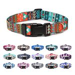 Suredoo Adjustable Nylon Dog Collar with Patterns, Soft Comfy Pet Collar for Small Medium Large Dogs (S, Tribal)