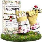 DIY Doctor Gardening Gloves for Women - Heavy Duty, Thick, Thorn Proof & Waterproof Garden Gloves - Stylish Leather Design with Floral Pattern