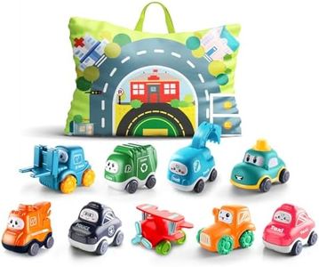 ALASOU 9 PCS Baby Cranes Car Toys with Playmat/Storage Bag|1st Birthday Gifts for Toddler Toys Age 1-2|Baby Toys for 1 2 Year Old Boy Birthday Gift|Stocking Stuffers for Toddlers 1-3