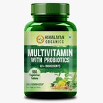 Himalayan Organics Multivitamin With Probiotics - 60 Ingredients Supplement For Men And Women | Vitamin C, D, E, B3, B5, B12, Zinc, Magnesium, Giloy & Biotin | Good For Bone & Joint Support | Gut health - 180 Veg Tablets