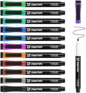 maxtek Dry Erase Markers Ultra Fine Tip, Magnetic Markers with Eraser for Planning Whiteboard, Calendar Boards, 12 Colors, Low Odor