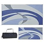 Reversible Mats 159183 Blue/Grey 9-Feet x 18-Feet RV Patio Mat