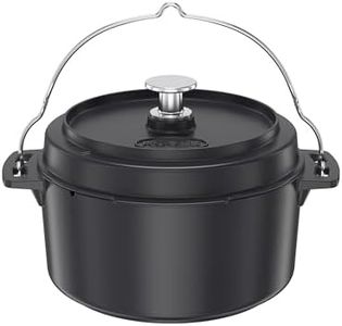 RÖSLE VARIO Dutch Oven, Hochwertiger Feuertopf aus emailliertem Gusseisen, Deckel als Pfanne einsetzbar, mit Tragebügel, 5,5 l, 36 x 30 x 22,5 cm, Schwarz