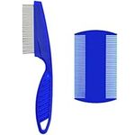 2 Pcs Flea Comb for Cat Dog Flea Lice Tear Stain Remover Pet Combs Fine Tooth Grooming Removal Tool Blue