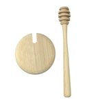 EFO Honey Dipper with Jar Cover - Set of Organic Wooden Honey Spoon and Lid for Large Jar - Specialistic Honey Drizzler with Great Fitted Cover for Honey Pot