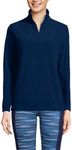 Lands' End Women's Quarter Zip Fleece Pullover Top, Deep Sea Navy, Small Petite