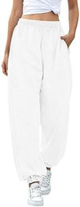 HeSaYep Women's High Waisted Sweatpants Workout Active Joggers Pants Baggy Lounge Bottoms,White XXL