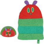 Eric Carle Very Hungry Caterpillar Wash Mitt and Squirt Set and Baby Bath Time Essential – Fully Lined Adult Size Mitt with Loop to Hang Dry