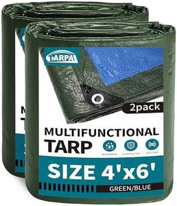 TARPAL 4x6 Green Tarp Waterproof (2 Pack) Small tarps Multipurpose Protective Cover All Purpose Poly Tarps Cover for Firewood Outdoor Furniture etc